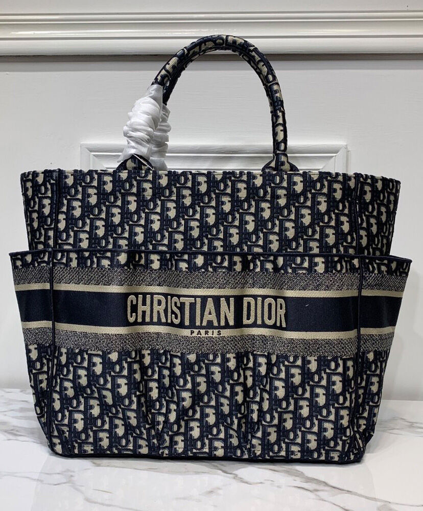 Christian Dior Katrina Canvas Handbags Dark Blue